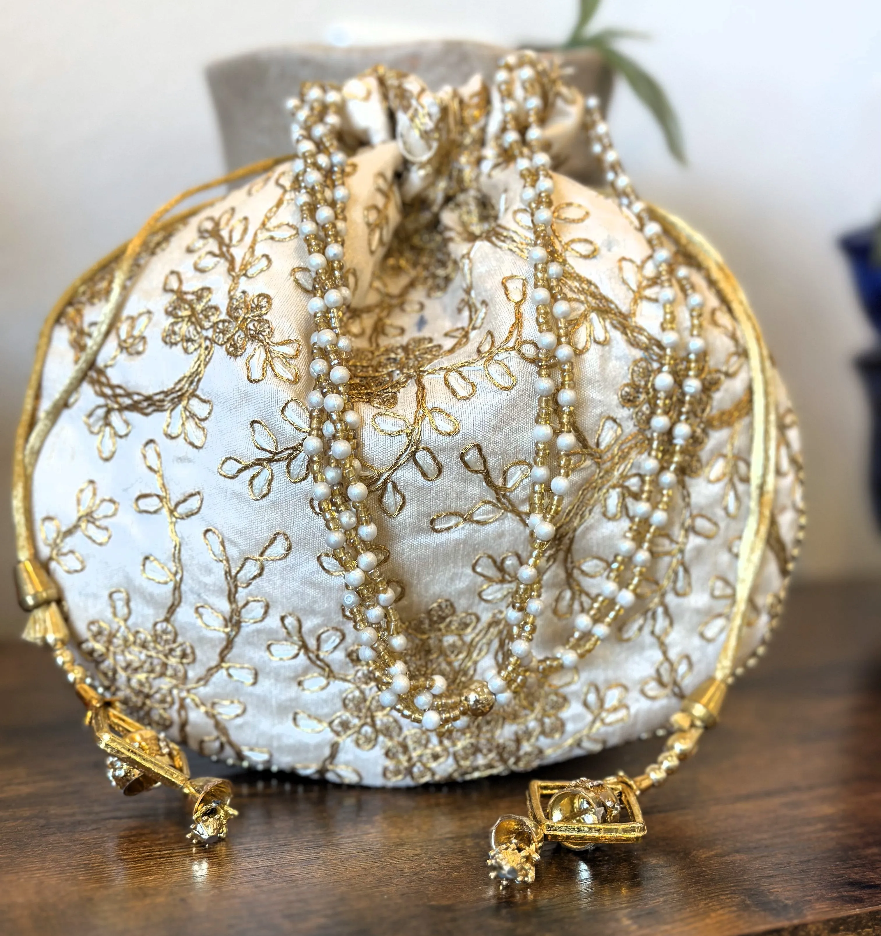 Indian Silk Potli Drawstring Bag