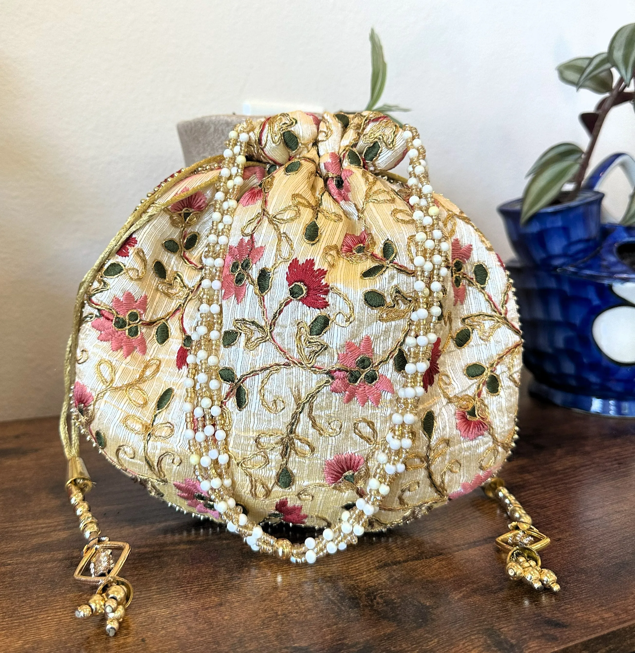Indian Silk Potli Drawstring Bag