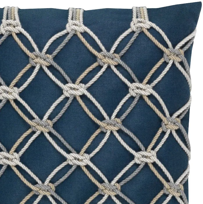 Indigo Knotted Rope Net Sunbrella® Outdoor Pillows
