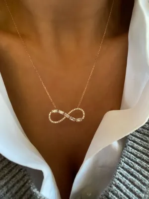 Infinity necklace with princess cut stones