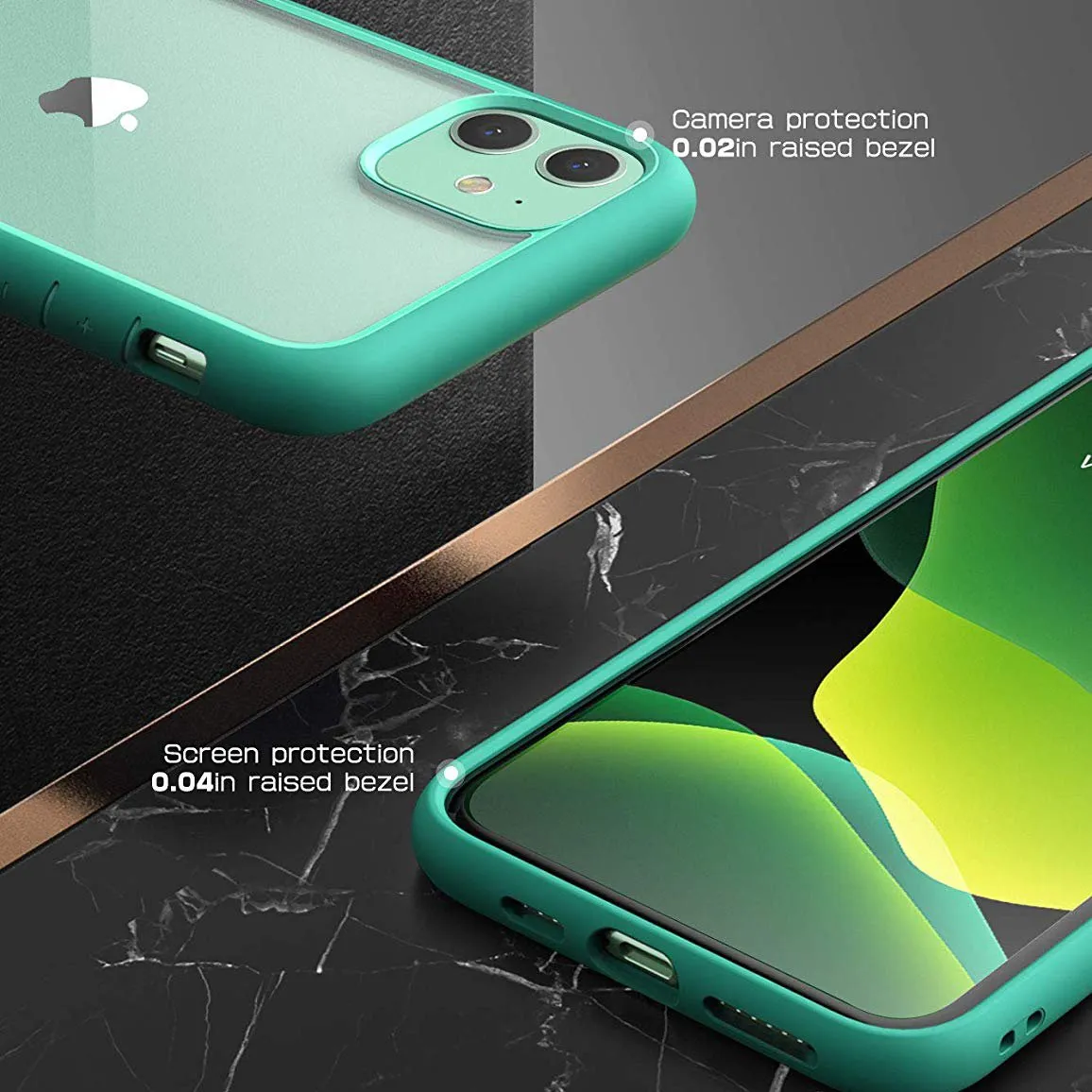 iPhone 11 6.1 inch Unicorn Beetle Style Slim Clear Case-Green