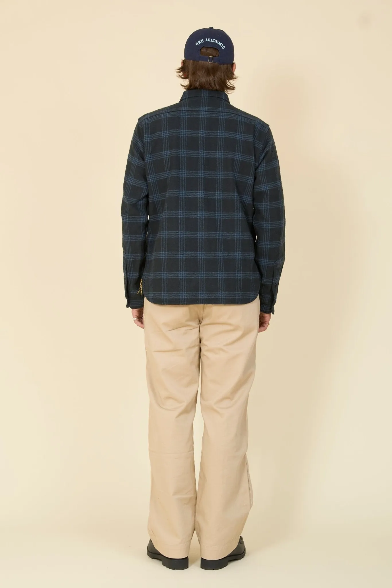 Iron Heart 12oz Slubby Heavy Flannel Check Work Shirt - Black