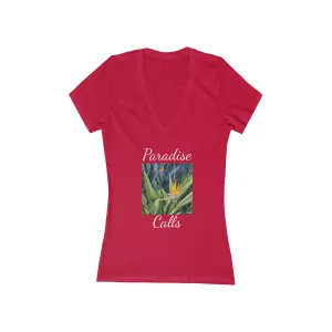 Islander Bird of Paradise Women's Jersey Short Sleeve Deep V-Neck Tee