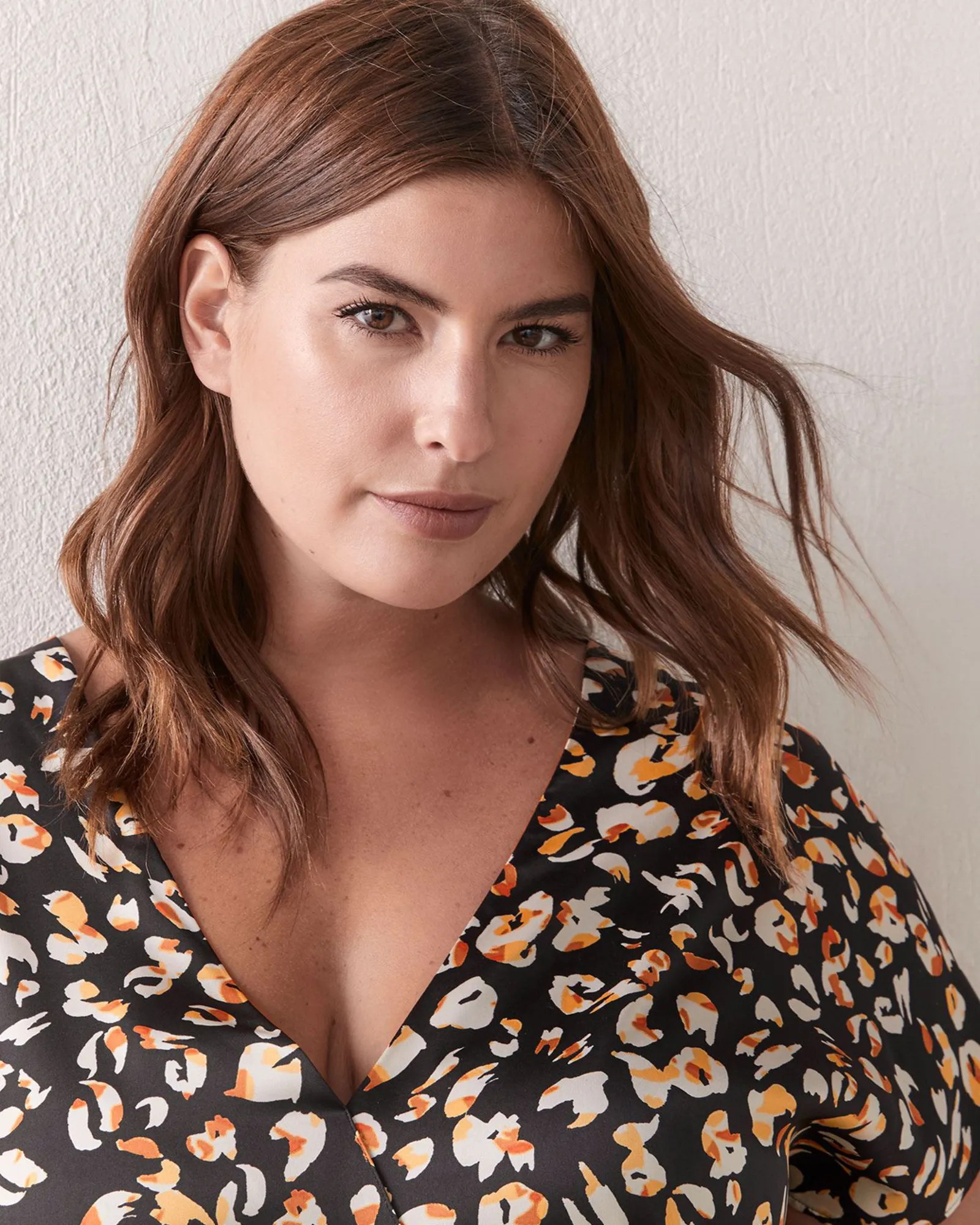 Jessica Mixed Media Top | Black / Orange