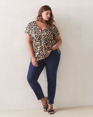 Jessica Mixed Media Top | Black / Orange