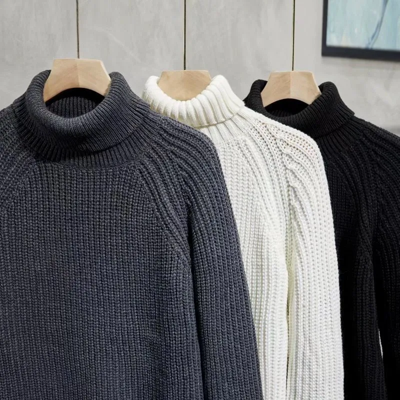 Jinquedai fall outfits men Turtleneck Sweater Men's Korean-Style Loose Winter New Men's Inner Wear Thickened Pullover Knitted Bottoming Shirt Woolen Clothes