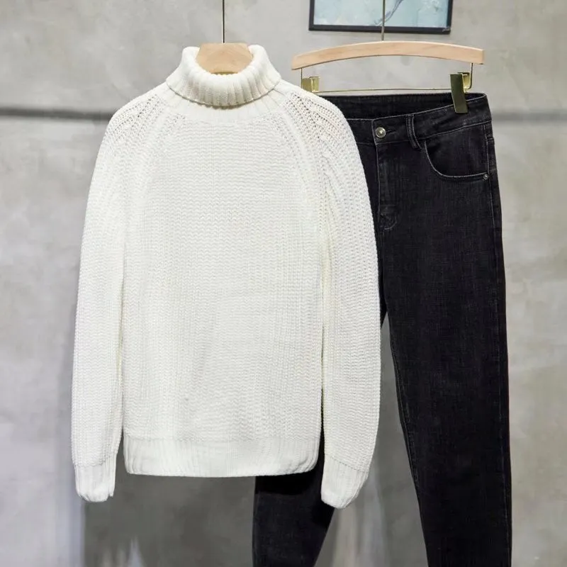 Jinquedai fall outfits men Turtleneck Sweater Men's Korean-Style Loose Winter New Men's Inner Wear Thickened Pullover Knitted Bottoming Shirt Woolen Clothes