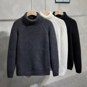 Jinquedai fall outfits men Turtleneck Sweater Men's Korean-Style Loose Winter New Men's Inner Wear Thickened Pullover Knitted Bottoming Shirt Woolen Clothes