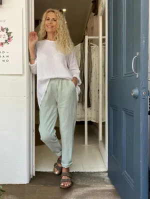 Jiva Mimi Pant - Narrow Leg Linen - Matcha