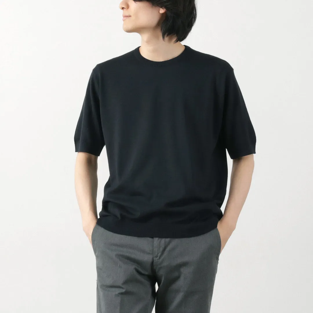 JOHN SMEDLEY / Sea Island Cotton 30 Gauge Crew Neck Knit