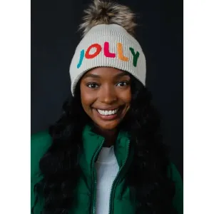 'Jolly' Knit Pom Hat in Beige