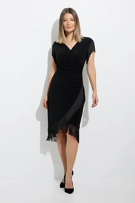 JOSEPH RIBKOFF 224209 Fringe Hem Dress