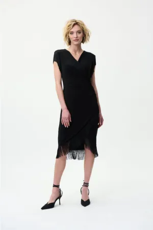 JOSEPH RIBKOFF 224209 Fringe Hem Dress