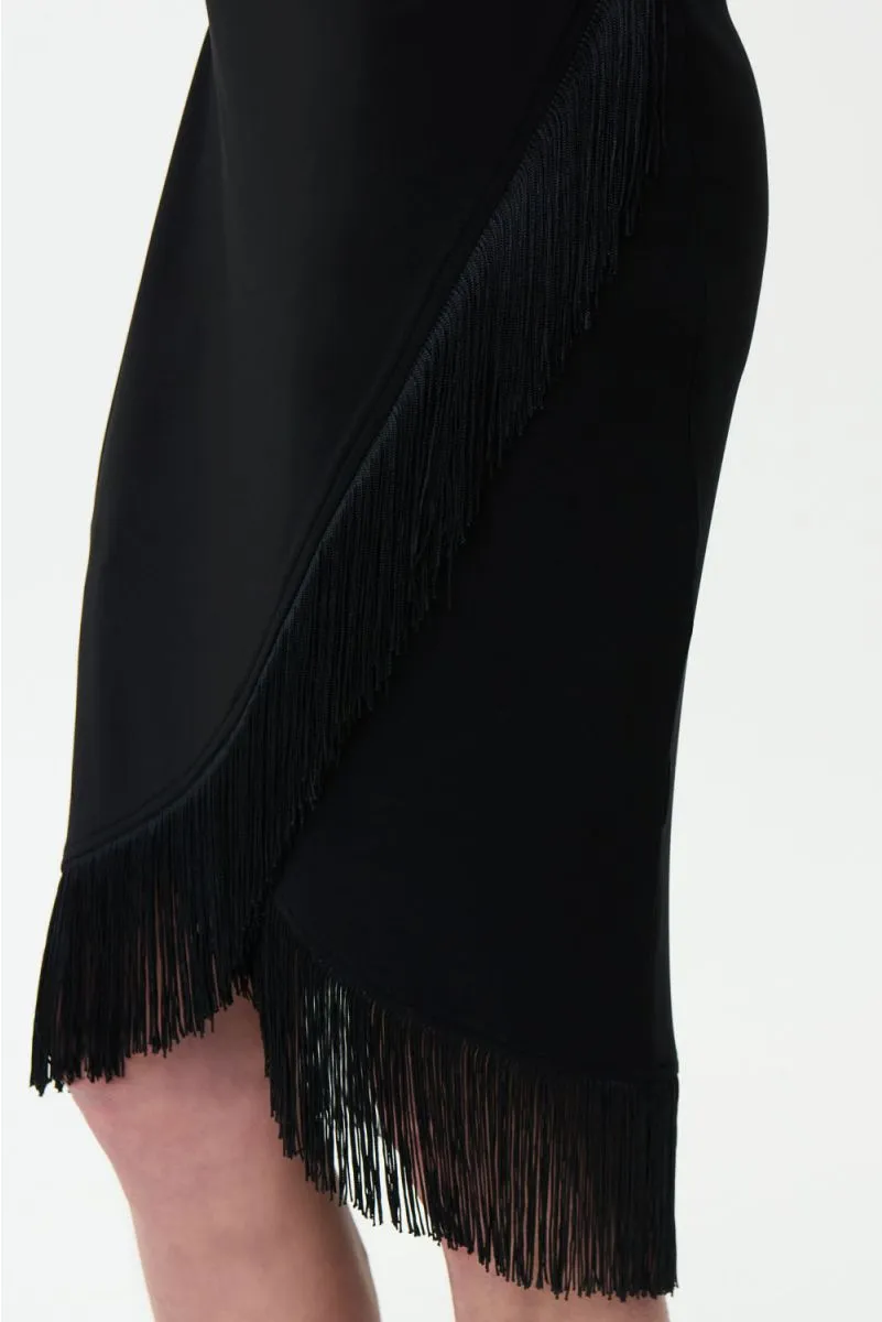 JOSEPH RIBKOFF 224209 Fringe Hem Dress