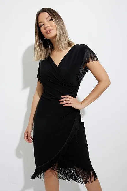 JOSEPH RIBKOFF 224209 Fringe Hem Dress