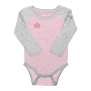 Juddlies Organic Cotton Raglan Long Sleeve Bodysuit - Dogwood Pink (0-3 Months, 8-12 lbs)