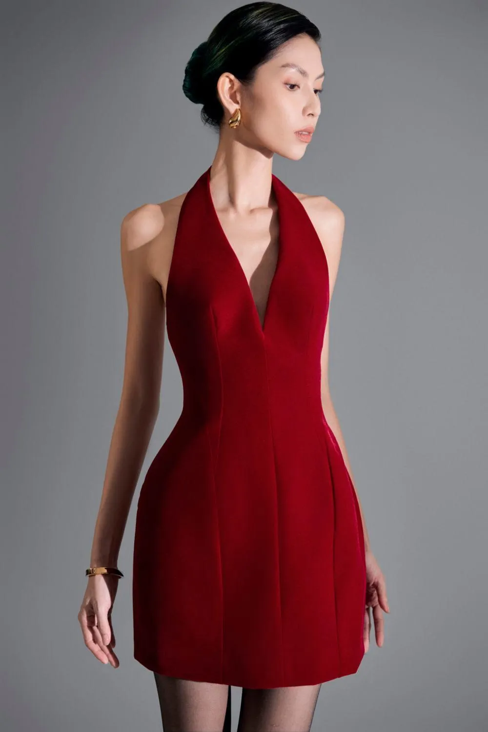 Juniper Halter Backless Velvet Mini Dress