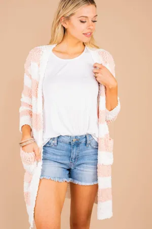 Just Be Honest Blush Pink Striped Popcorn Cardigan