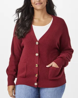 Kailyn Balloon-Sleeve Cardigan | Burgundy