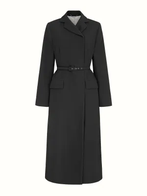 Kalonice wrap coat dress in black double crepe