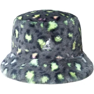 Kangol Faux Fur Bucket Charcoal Leopard