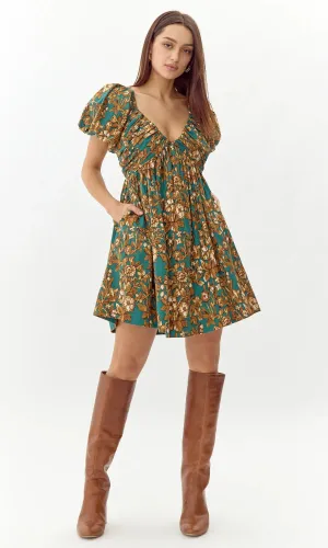 Karla Cotton Mini Dress- Teal