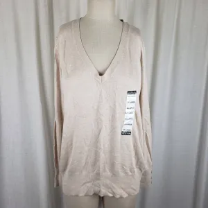 Kenneth Cole Reaction Lightweight Knit V-Neck Sweater Womens XL Oatmeal SA7001