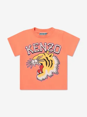 KENZO Baby Tiger Logo T-Shirt in Orange