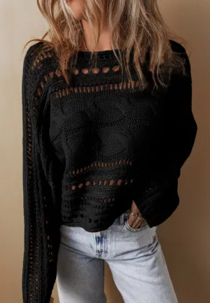 kesley Openwork Cable Knit Long Sleeve Sweater