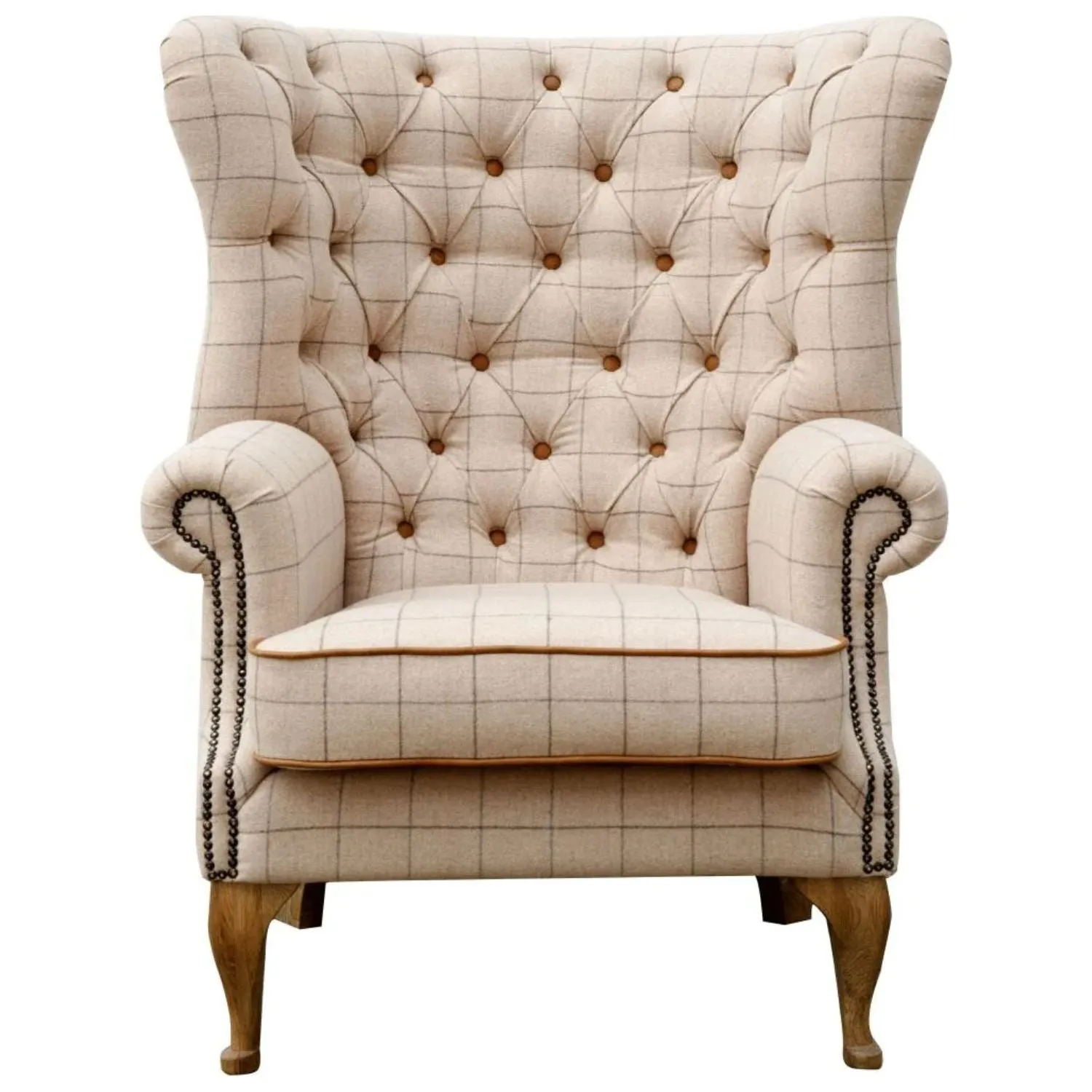 Kettle Home Wrap Around Leather & Wool Wing Chair