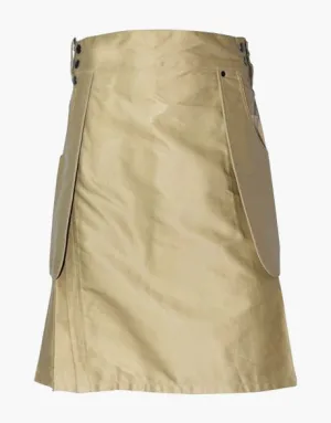 KHAKI SLANT POCKETS UTILITY KILT