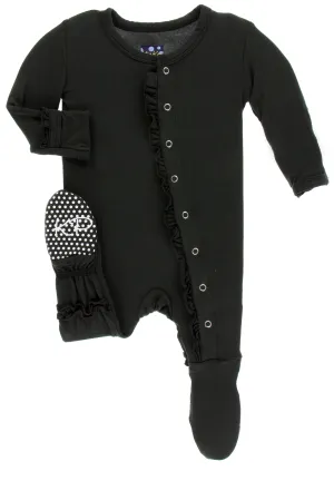 KicKee Pants Solid Zebra Classic Ruffle Footie with Snaps