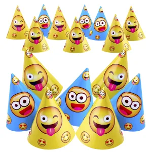 Kicko Emoticon Party Hats - 16 Pack - 2 Colors - for Kids, Party Favors, Funny Classroom