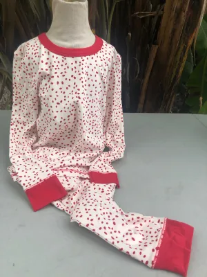 Kids Long-Sleeve Knit Pajama Set - Red Confetti