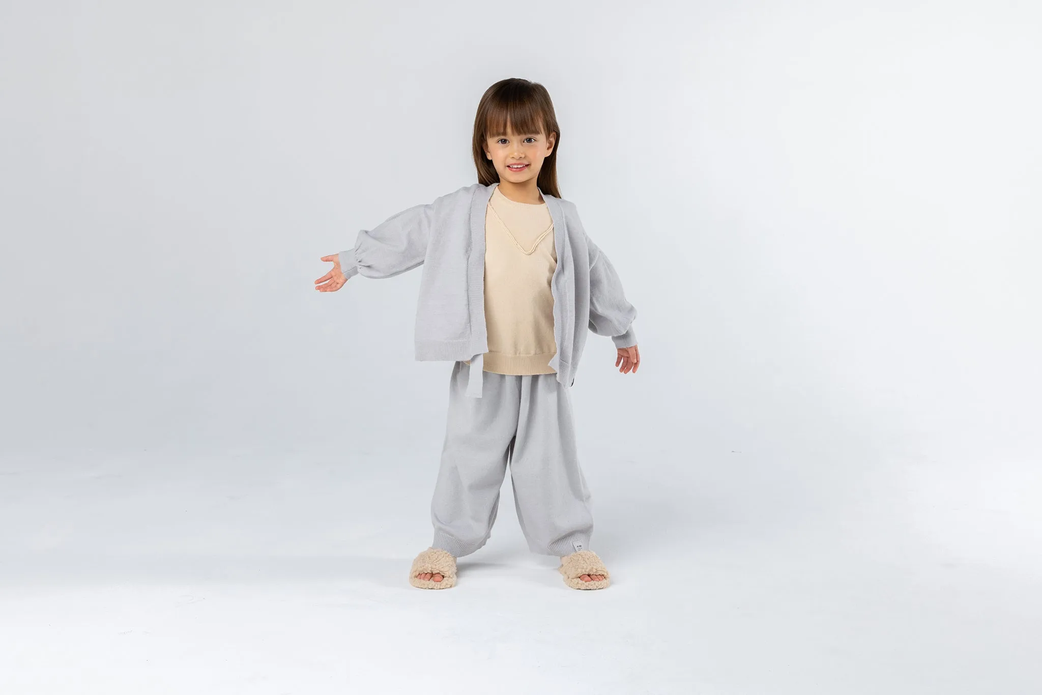 Kids Long Sleeve Soft Knit Top - Beige