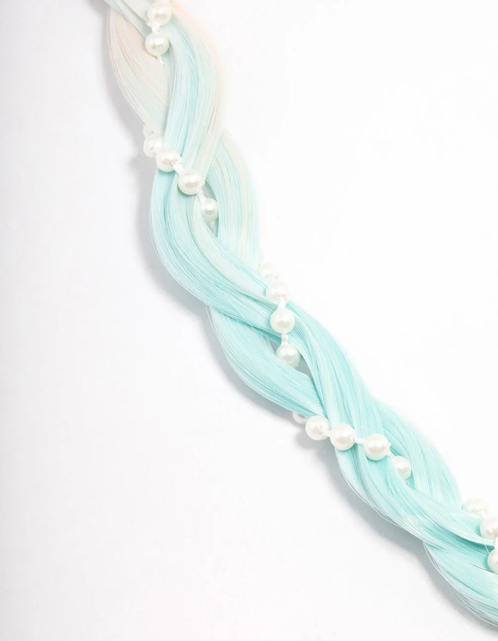Kids Mixed Faux Hair Pearl Bow Braided Clip