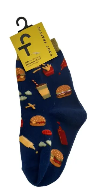 Kid's Socks Two Sizes available   Blue Fast Food    7060