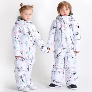 Kids Unisex Waterproof Colorful Winter Outdoor Ski Suit One Piece Snowsuits