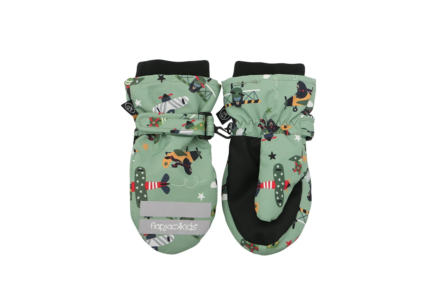 Kids Water Repellent Ski Mittens - Black Bear