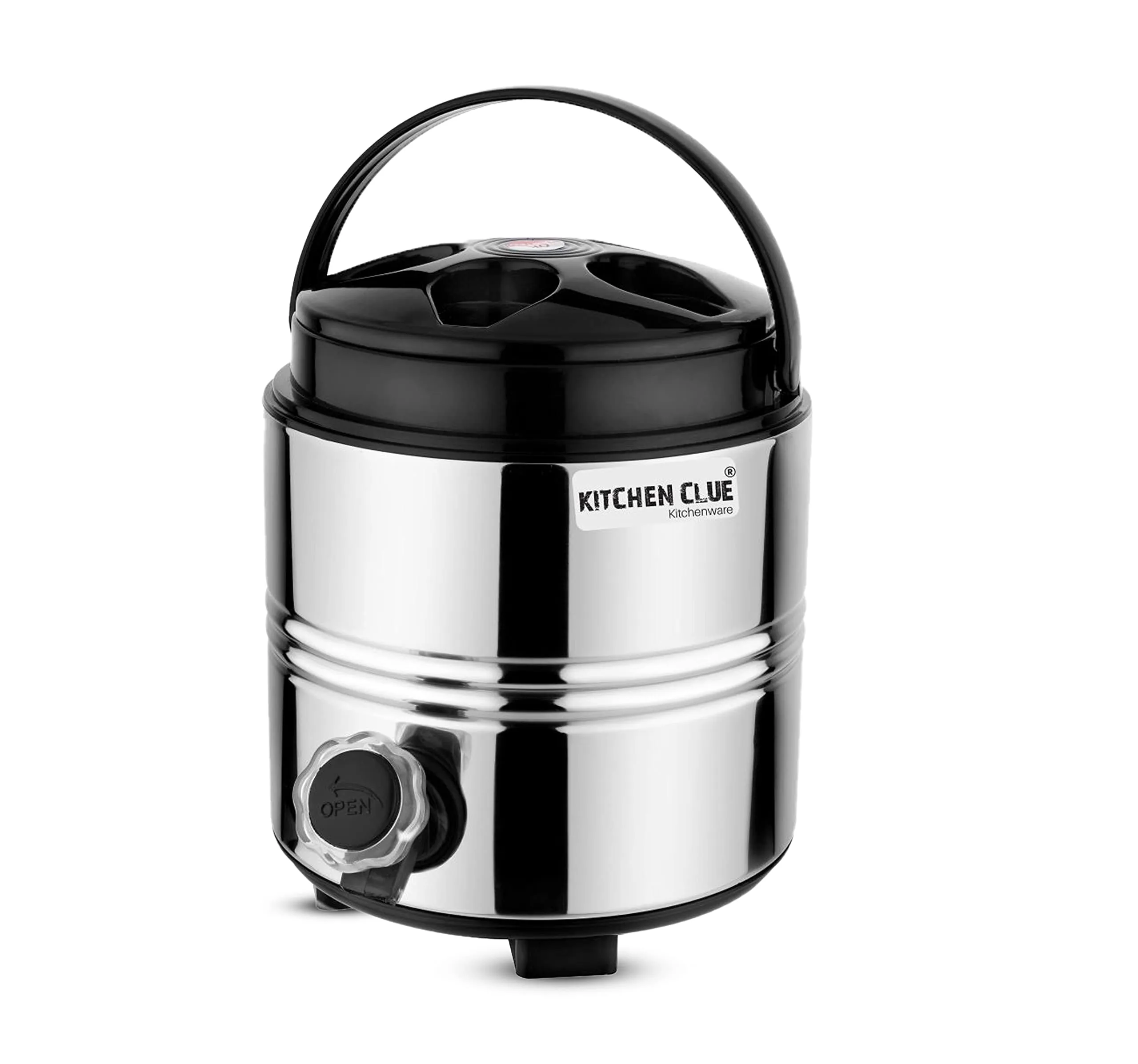 KITCHEN CLUE Insulated Water Dispenser For Office Home Kitchen, 3 Liter, Silver, Double Walled Stainless Steel I Hot And Cold Water Jug With Sturdy Handle I BPA free I Steel Office Water Jug/Dispenser