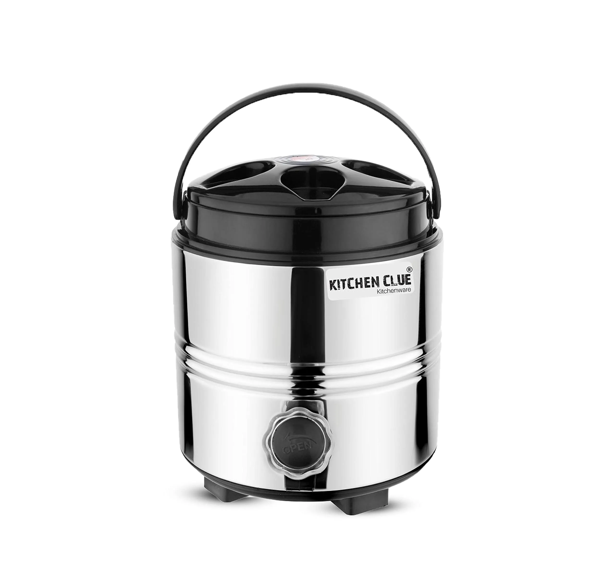 KITCHEN CLUE Insulated Water Dispenser For Office Home Kitchen, 3 Liter, Silver, Double Walled Stainless Steel I Hot And Cold Water Jug With Sturdy Handle I BPA free I Steel Office Water Jug/Dispenser