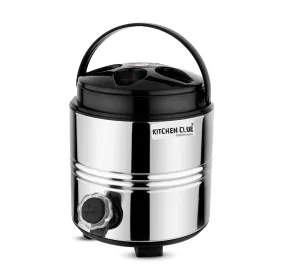 KITCHEN CLUE Insulated Water Dispenser For Office Home Kitchen, 3 Liter, Silver, Double Walled Stainless Steel I Hot And Cold Water Jug With Sturdy Handle I BPA free I Steel Office Water Jug/Dispenser