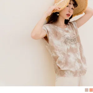 KITTY PRINTED FLYING SLEEVE ROUND NECK TOPS