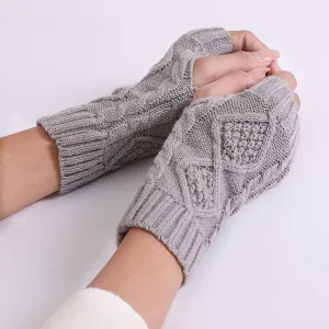Knitted Wool Warm Half Finger Mitts 80899494C