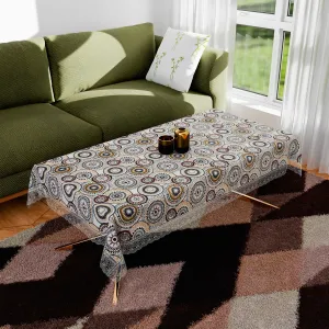 Kuber Industries Center Table Cover | PVC Table Cloth Cover | 4 Seater Table Cloth | Rangoli Table Cover | Table Protector | Table Cover for Center Table | 40x60 Inch | CTC | White
