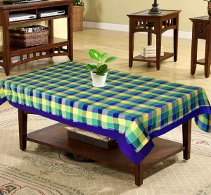 Kuber Industries Check Print Cotton Center Table Cover/Table Cloth for Home Decorative Luxurious 4 Seater, 60"x40" (Green) 54KM4257