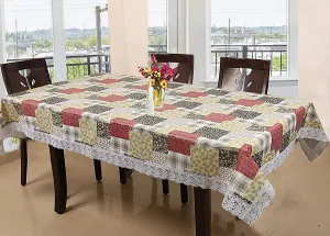 Kuber Industries Flower Design 6 Seater Dining Table Cover|WaterProof & Heat Resistant (Brown),Polyvinyl Chloride (PVC),Rectangular,Pack of 1