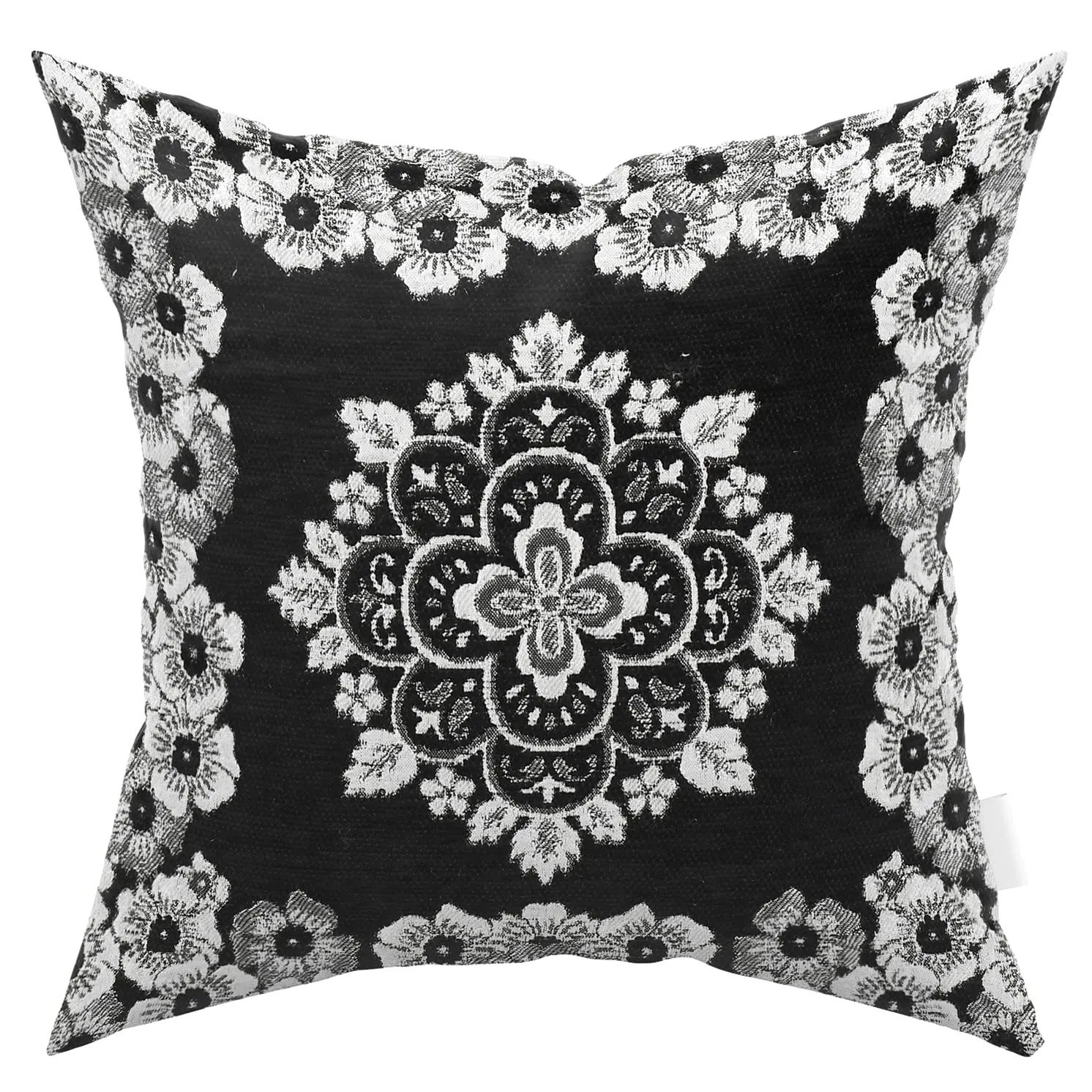 Kuber Industries Flower Design Velvet Pillows Covers for Couch Bed Sofa, Soild Soft Cushion Case, 16x16 Inches- Pack of 5 (Black)