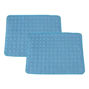 Kuber Industries Rectangular Dog & Cat Bed|Premium Cool Ice Silk with Polyester With Bottom Mesh|Multi-Utility Self-Cooling Pad For Dog & Cat|Light-weight & Durable Dog Bed|ZQCJ001B-XS|Blue(Pack Of 2)