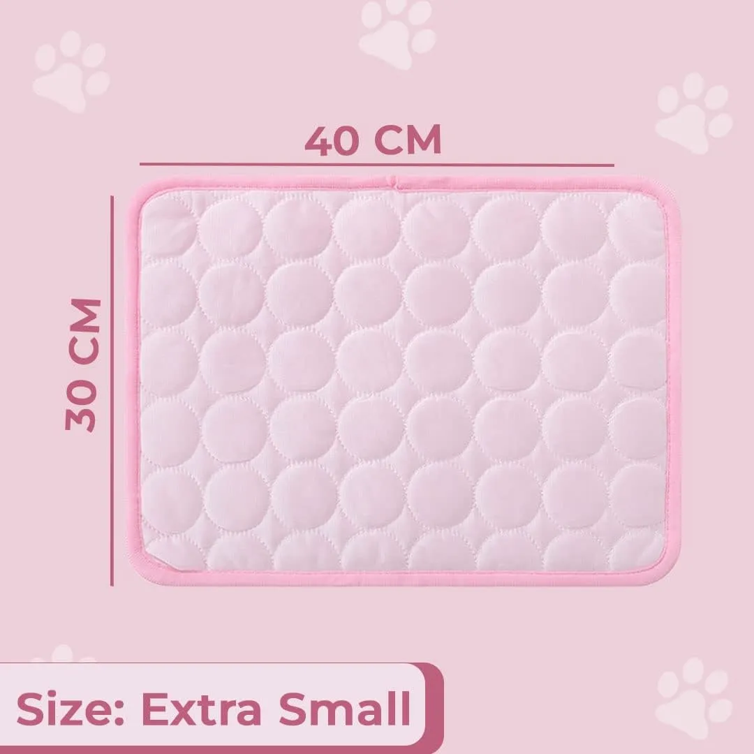 Kuber Industries Rectangular Dog & Cat Bed|Premium Cool Ice Silk with Polyester With Bottom Mesh|Multi-Utility Self-Cooling Pad For Dog & Cat|Light-weight & Durable Dog Bed|ZQCJ001P-XS|Pink(Pack Of 3)